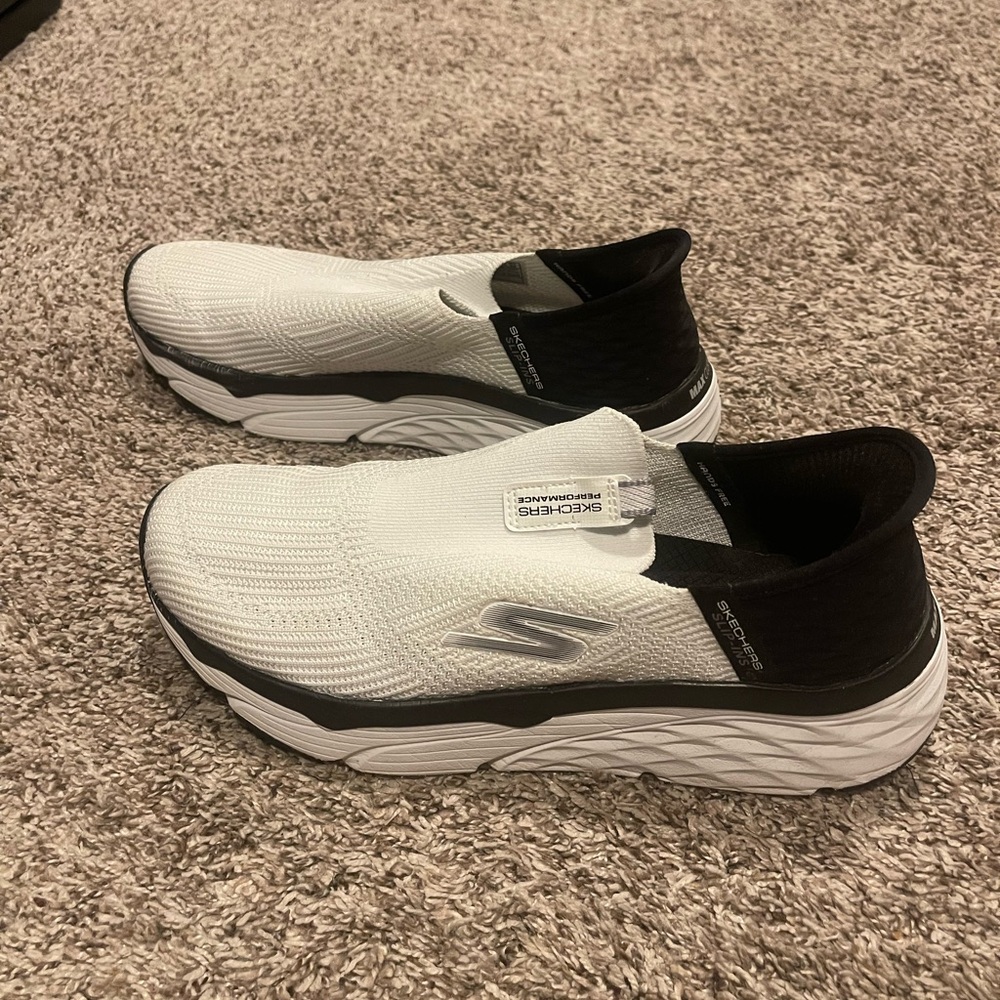 Skechers Black and White Slip-On Shoes